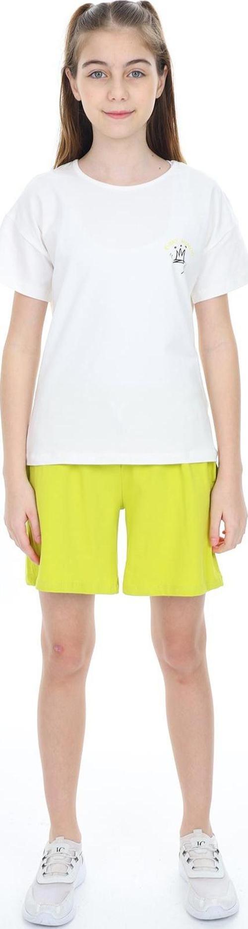 Toontoy Kız Çocuk Garni Detaylı Baskılı Şortlu Takım