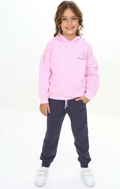 Toontoy Kız Çocuk Kapüşonlu Göğsü Yazı Baskılı Eşofman Takım
