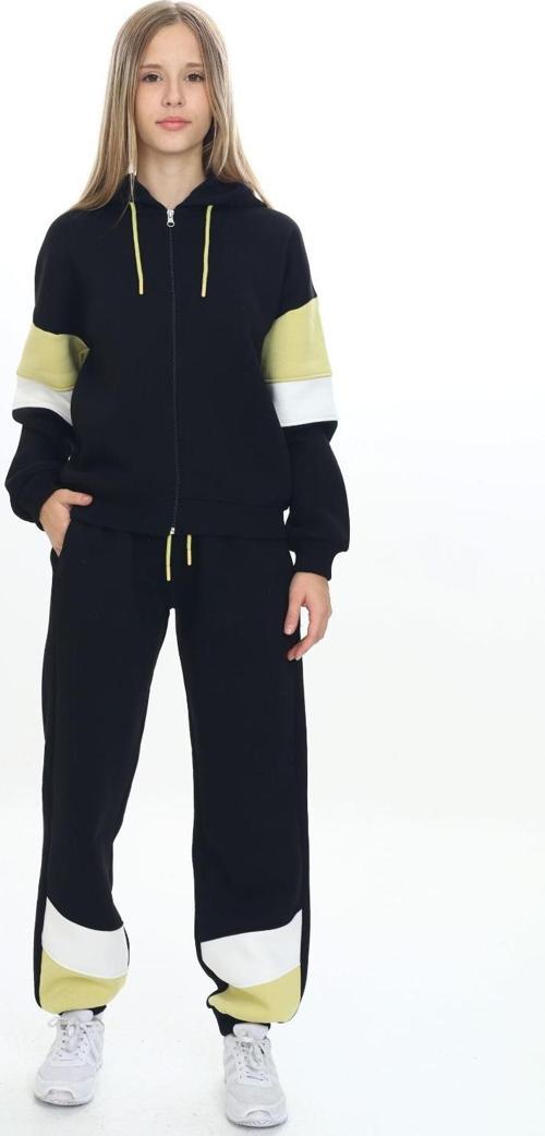 Toontoy Kız Çocuk Kapüşonlu Fermuarlı Garni Detaylı Eşofman Takım