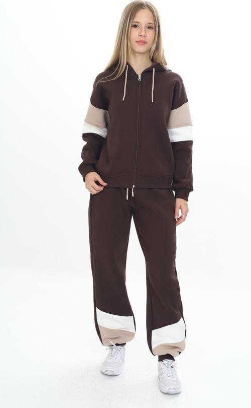 Toontoy Kız Çocuk Kapüşonlu Fermuarlı Garni Detaylı Eşofman Takım