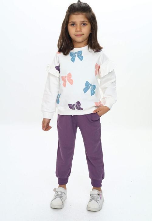 Toontoy Kız Çocuk Fiyonk Baskılı Eşofman Takım