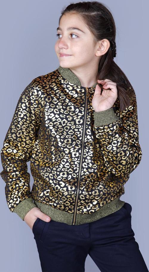 Toontoy Kız Çocuk Leopar Desenli Parlak Hırka