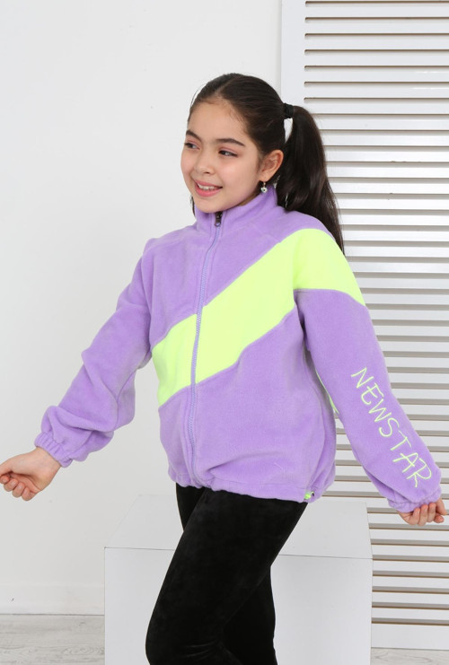 Toontoy Kız Çocuk Blok Renkli Polar Hırka