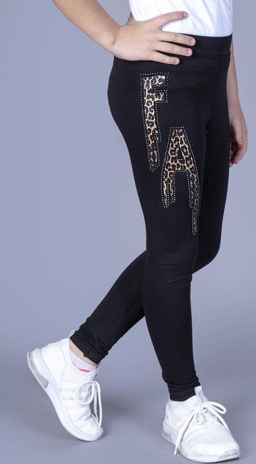 Toontoy Kız Çocuk Leopar Desenli Taşlı Tayt