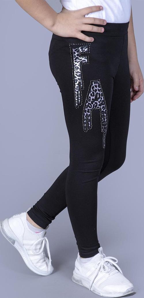 Toontoy Kız Çocuk Leopar Desenli Taşlı Tayt
