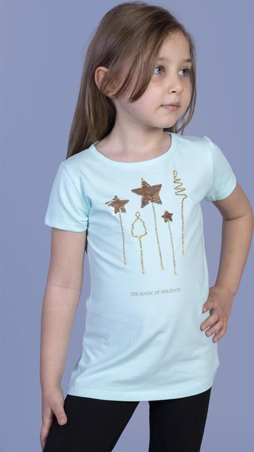 Toontoy Kız Çocuk Yıldız Nakışlı Tişört