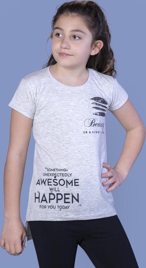 Toontoy  Kız Çocuk T-Shirt Göğsü Lazer Kesim Taşlı