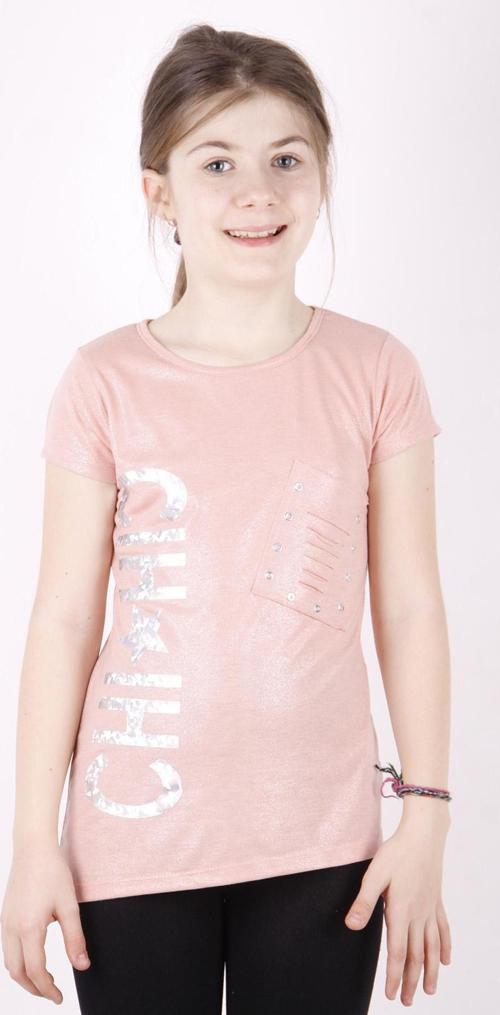 Toontoy Kız Çocuk Yıldız Baskılı Kesik Cep Detaylı Tişört