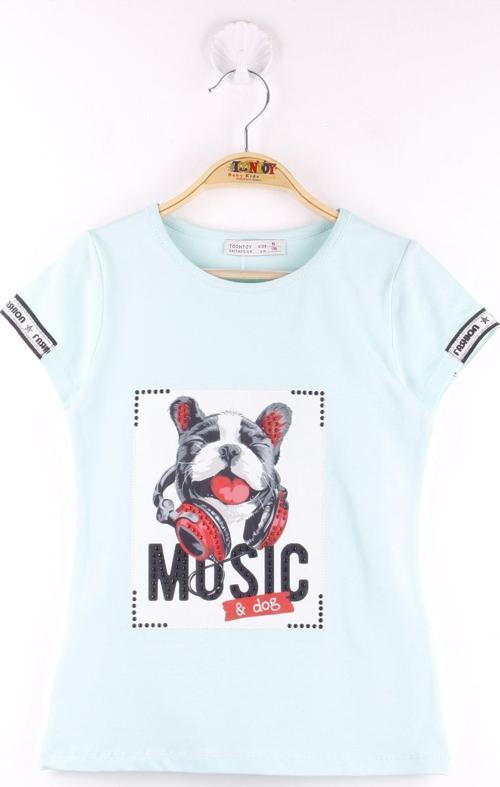 Toontoy Kız Çocuk Kol Kulaklıklı Köpek Baskılı Tişört
