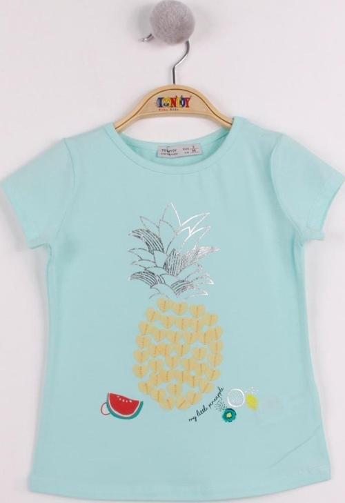 Toontoy Kız Çocuk Ananas Baskılı Tişört 