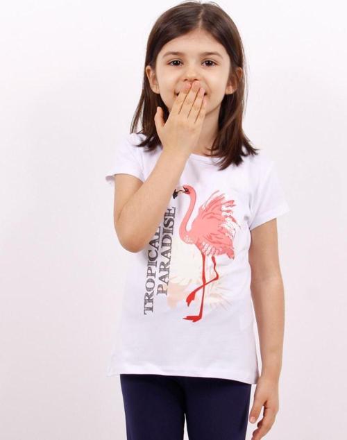 Kız Çocuk Tişört Flamingo Baskılı