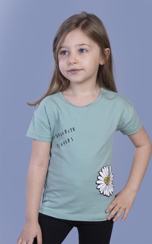 Toontoy Kız Çocuk Papatya Baskılı Tişört