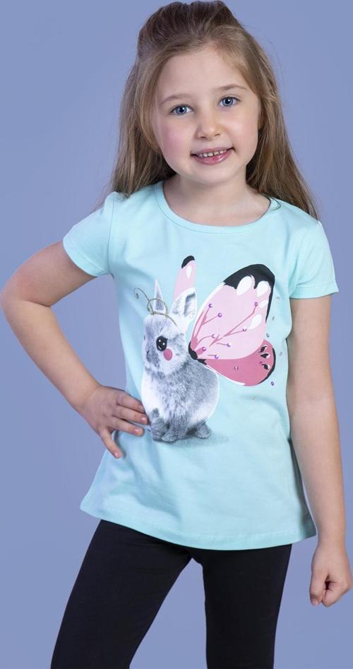Toontoy Kız Çocuk Tavşan Baskılı Pul İşlemeli Tişört