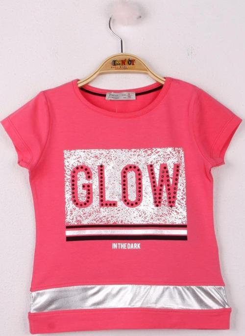 Toontoy Kız Çocuk Glow Baskılı Tişört