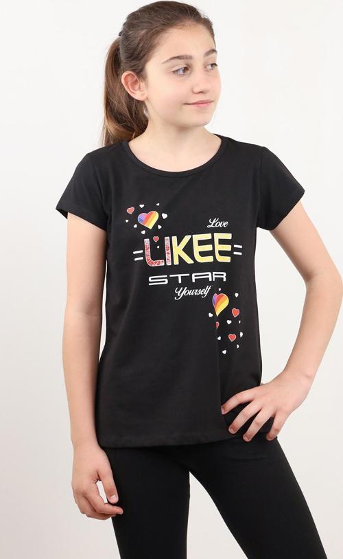 Toontoy Kız Çocuk Likee Star Kalp Baskılı Tişört