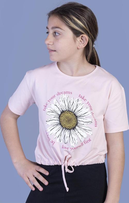 Toontoy Kız Çocuk Papatya Desenli Tişört