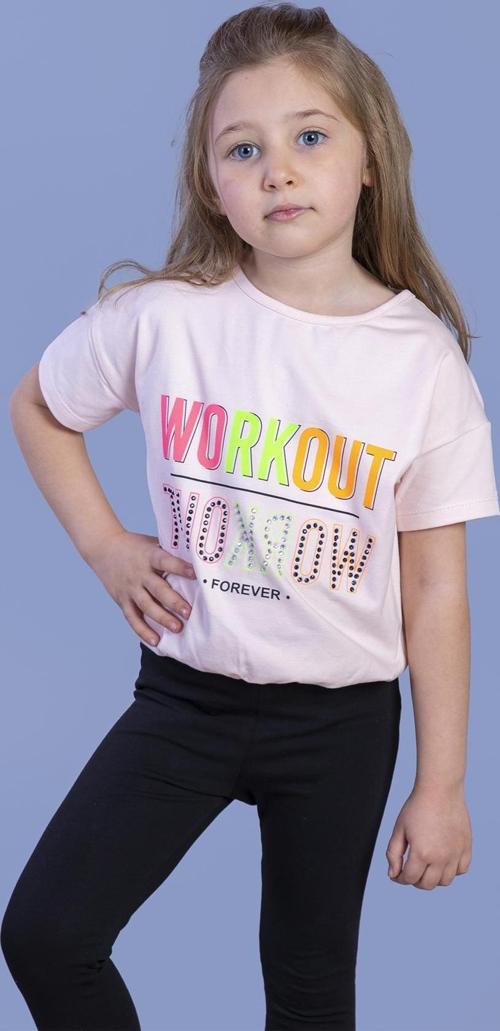 Toontoy Kız Çocuk Workout Baskılı Taş İşlemeli Tişört