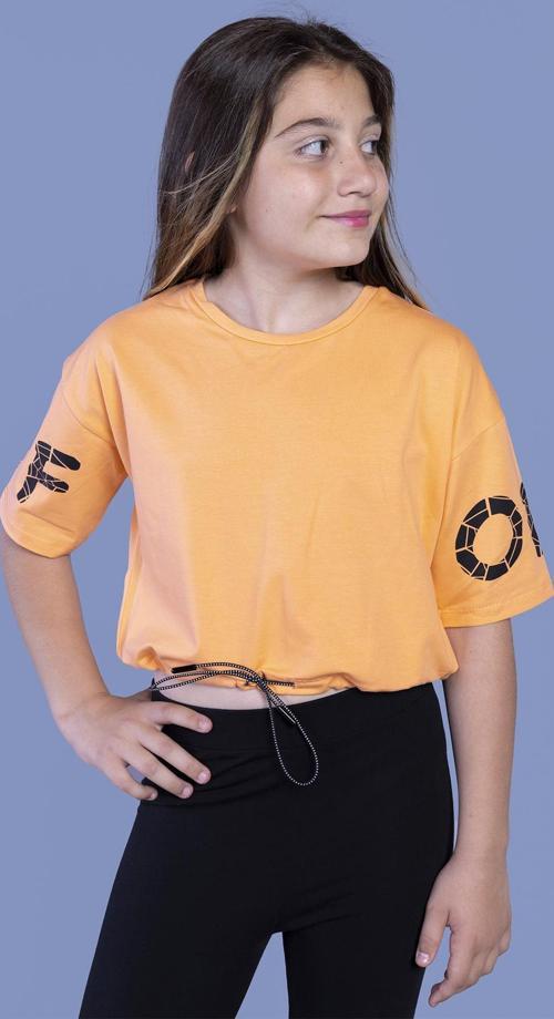 Toontoy Kız Çocuk Baskılı Crop Tişört