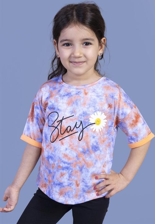Toontoy Kız Çocuk Batik Desenli Baskılı Tişört
