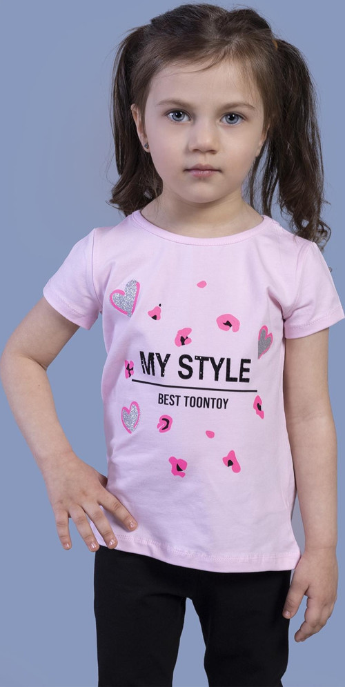 Toontoy Kız Çocuk Kalp Baskılı Tişört