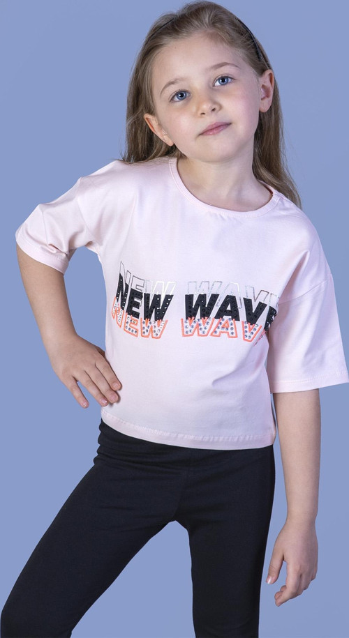 Toontoy Kız Çocuk New Wave Baskılı Taş İşlemeli Tişört