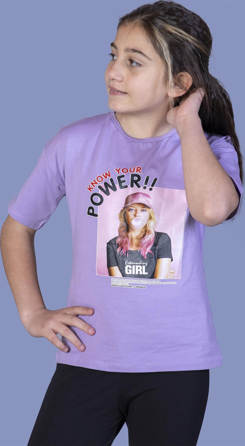Toontoy Kız Çocuk Power Baskılı Tişört