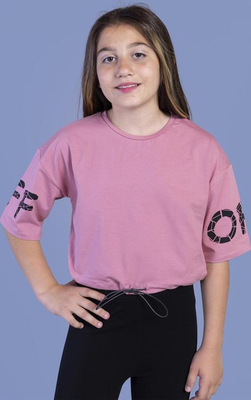 Toontoy Kız Çocuk Baskılı Crop Tişört
