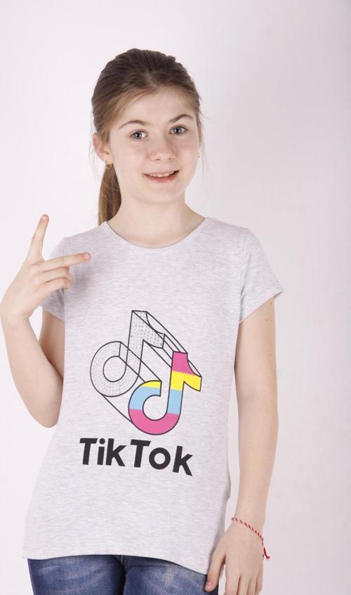 Toontoy Kız Çocuk TikTok Baskılı Tişört