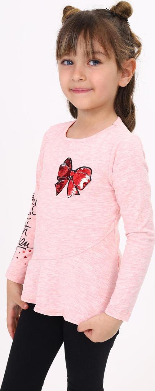 Toontoy Kız Çocuk Göğsü Pullu Fiyonklu Nakışlı T-Shirt