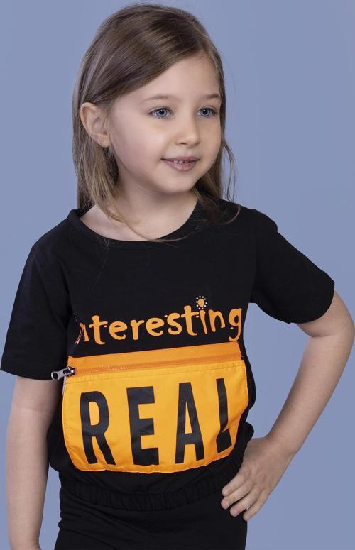 Toontoy Kız Çocuk Crop Model Cebi Reflektör Detaylı Baskılı Tişört