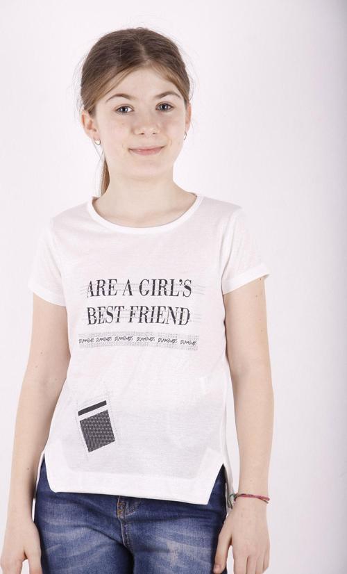 Toontoy Kız Çocuk Best Friend Baskılı Taş Detaylı Tişört