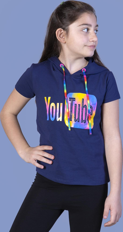 Toontoy Kız Çocuk YouTube Baskılı Tişört