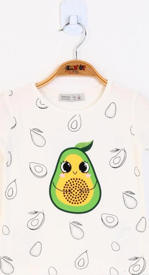 Toontoy Kız Çocuk Avokado Baskılı Tişört