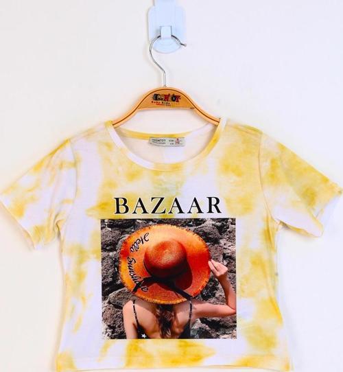 Toontoy Kız Çocuk Batik Desenli Baskılı Tişört