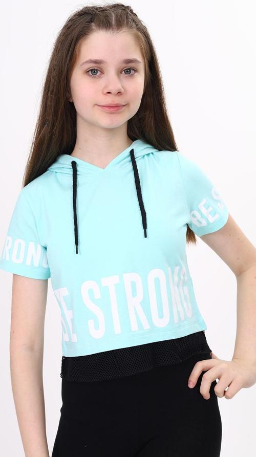 Toontoy Kız Çocuk Be Strong Baskılı Kapüşonlu Tişört