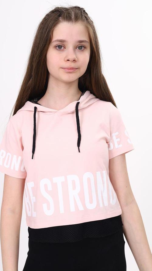 Toontoy Kız Çocuk Be Strong Baskılı Kapüşonlu Tişört