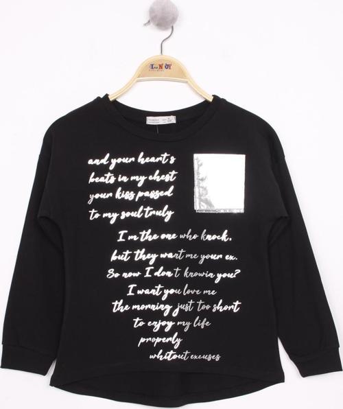 Toontoy Kız Çocuk Varaklı Cep Baskılı T-Shirt