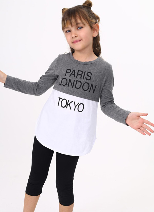 Toontoy Kız Çocuk Paris London Baskılı T-Shirt
