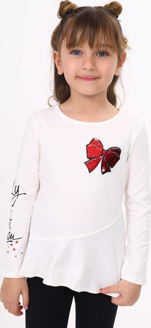 Toontoy Kız Çocuk Göğsü Pullu Fiyonklu Nakışlı T-Shirt