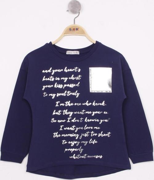 Toontoy Kız Çocuk Varaklı Cep Baskılı T-Shirt