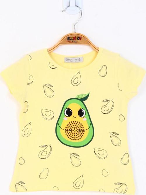Toontoy Kız Çocuk Avokado Baskılı Tişört