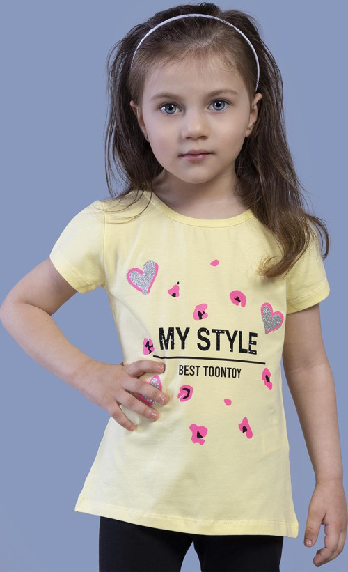 Toontoy Kız Çocuk Kalp Baskılı Tişört