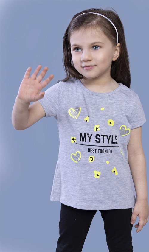 Toontoy Kız Çocuk Kalp Baskılı Tişört