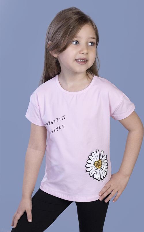 Toontoy Kız Çocuk Papatya Baskılı Tişört