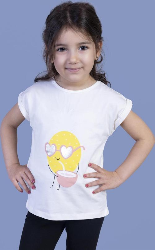 Toontoy Kız Çocuk Ananas Baskılı Tişört