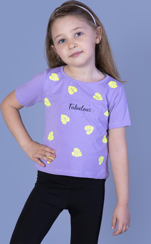 Toontoy Kız Çocuk Yaprak Desenli Fabulous Baskılı Tişört