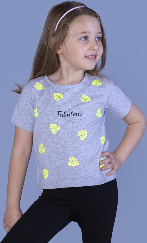 Toontoy Kız Çocuk Yaprak Desenli Fabulous Baskılı Tişört