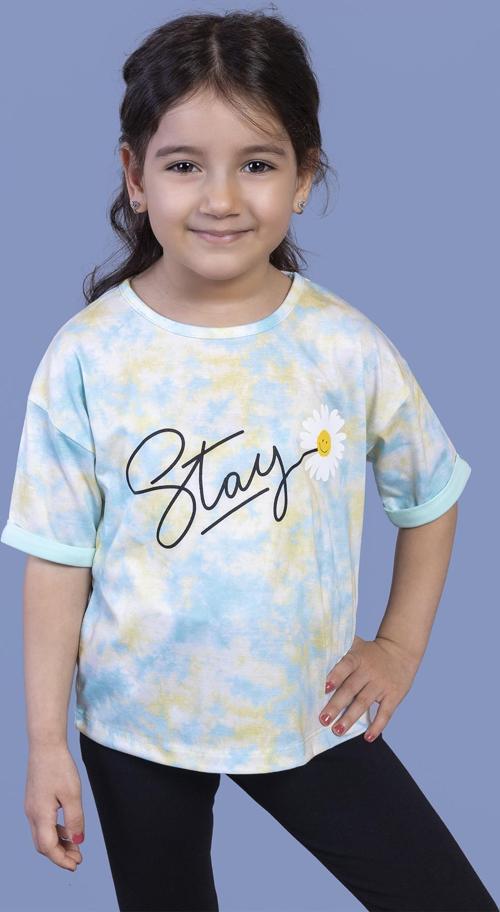 Toontoy Kız Çocuk Batik Desenli Baskılı Tişört
