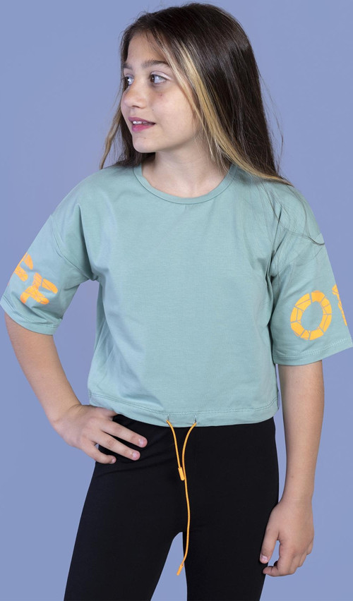 Toontoy Kız Çocuk Baskılı Crop Tişört