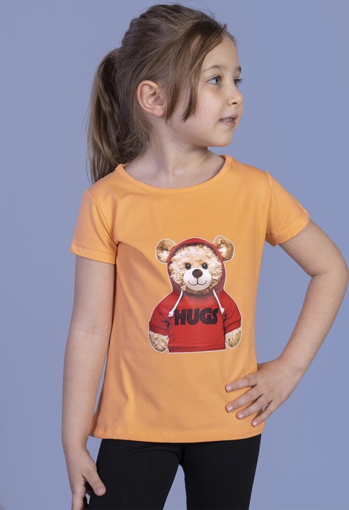Toontoy Kız Çocuk Ayıcık Baskılı Tişört